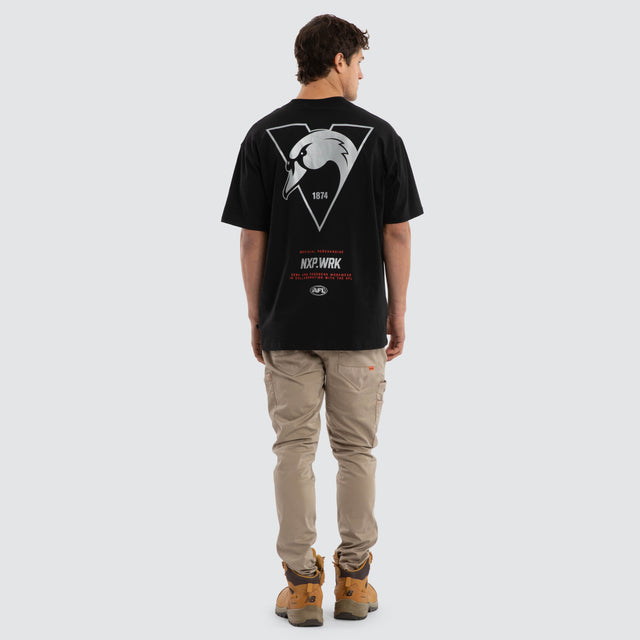 Model wears Sydney Swans Union Tee Jet Black T-Shirts in Black - Image 5
