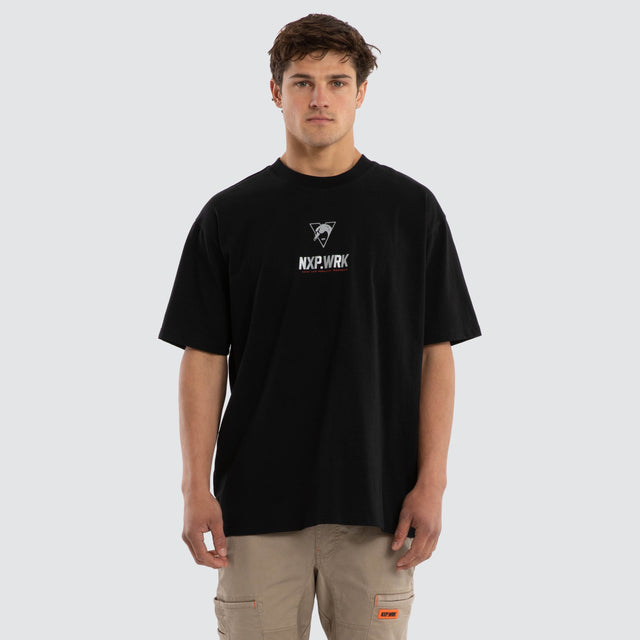 Model wears Sydney Swans Union Tee Jet Black T-Shirts in Black - Image 1