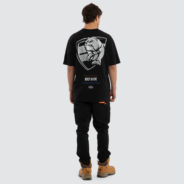 Model wears Western Bulldogs Union Tee Jet Black T-Shirts in Black - Image 5