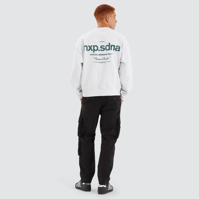 Model Wears Cardinal Box Fit Sweater Snow Marle Jumpers in White - Image 5