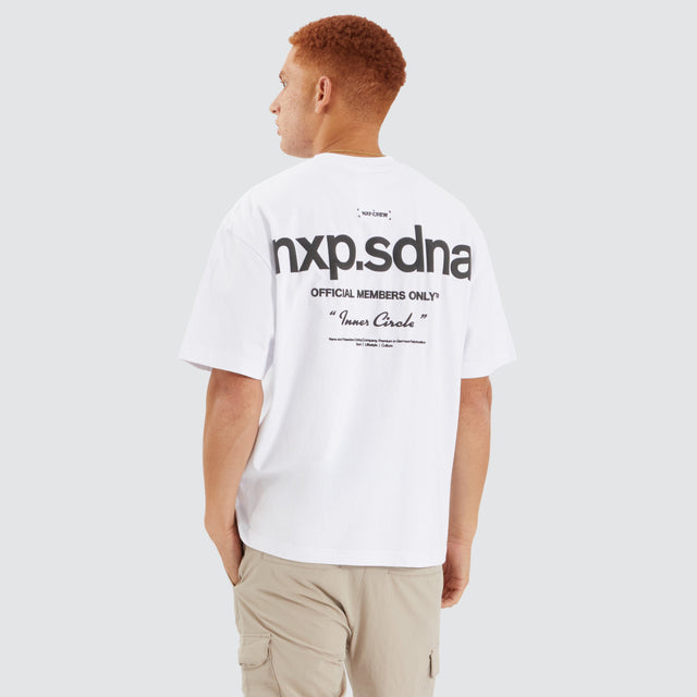 Model Wears Contagent Street Tee Optical White T-Shirts in White - Image 1