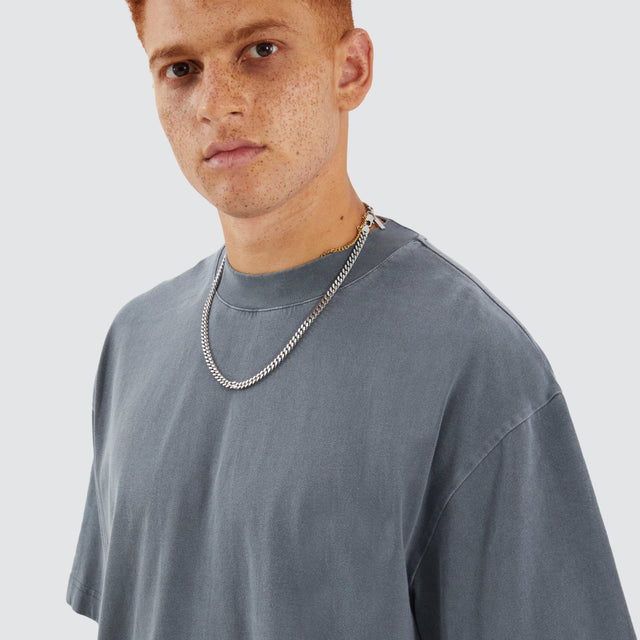 Model Wears Contagent Street Tee Pigment Charcoal T-Shirts in Grey - Image 3