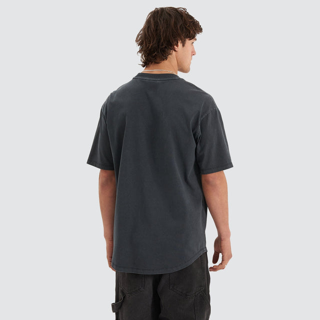 Contorted Heavy Box Fit Scoop Tee Pigment Anthracite Black