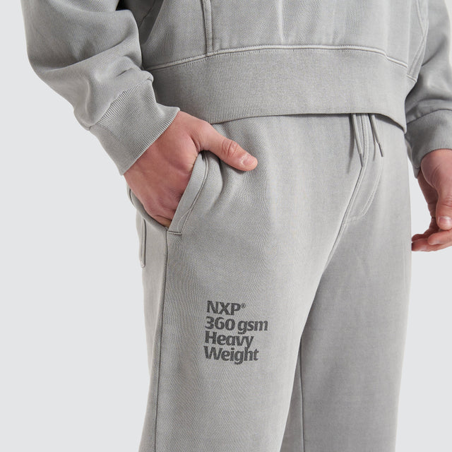 Model Wears Core Line Heavy Trackpant Pigment Alloy Trackpants in Grey - Image 2