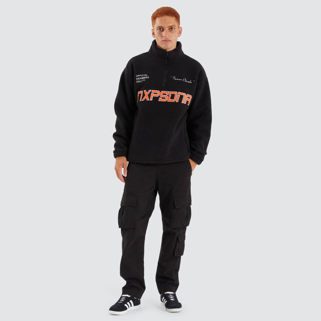 Model Wears Core Pullover Sweater Jet Black Jumpers in Black - Image 5
