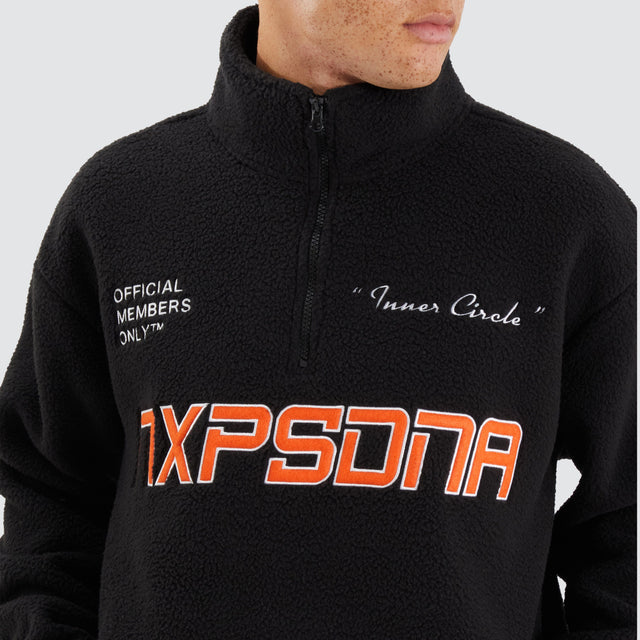 Model Wears Core Pullover Sweater Jet Black Jumpers in Black - Image 2