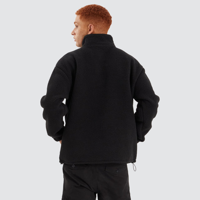 Model Wears Core Pullover Sweater Jet Black Jumpers in Black - Image 3