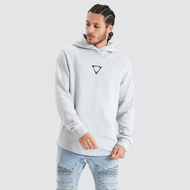 Eight Rank Dual Curved Hoodie Grey Marle