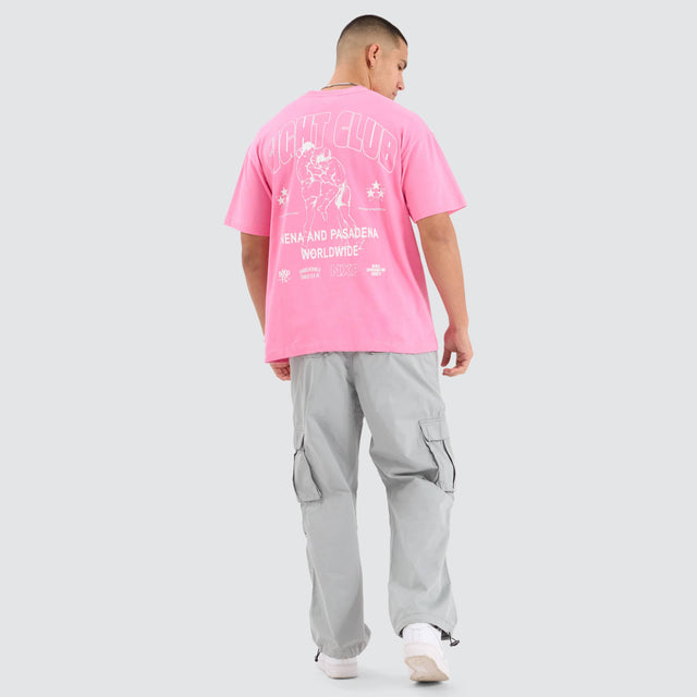 Model Wears Fight Club Raptor Tee Pink T-Shirts in Pink - Image 7
