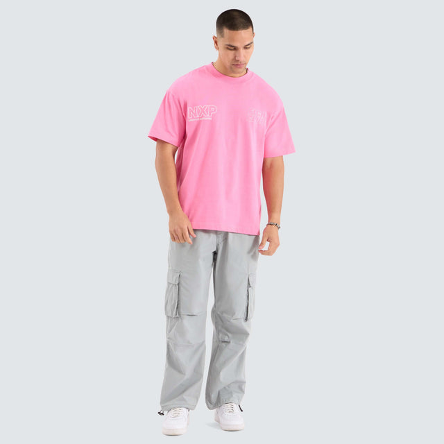 Model Wears Fight Club Raptor Tee Pink T-Shirts in Pink - Image 5