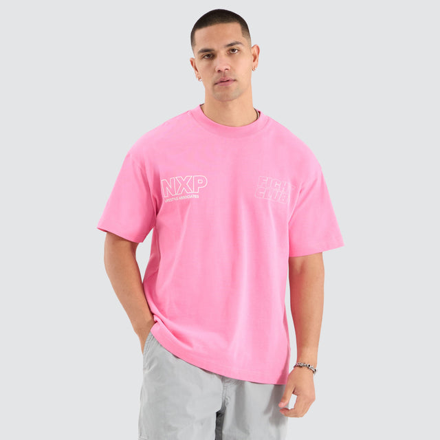 Model Wears Fight Club Raptor Tee Pink T-Shirts in Pink - Image 2