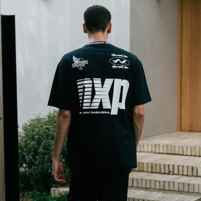 Model Wears Ionic Heavy Box Fit Tee Jet Black T-Shirts in Black - Image 2
