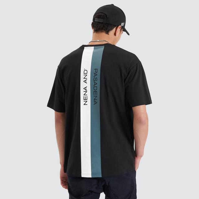 Model Wears Keystone Heavy Box Fit Tee Jet Black T-Shirts in Black - Image 1