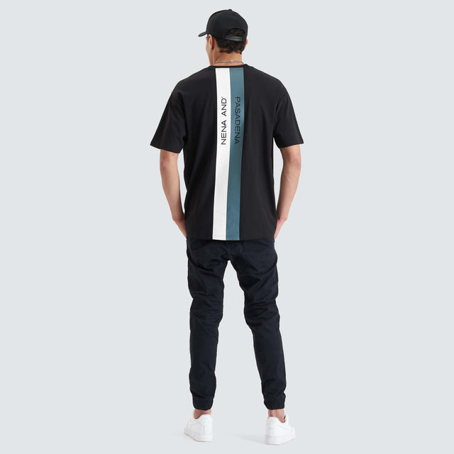 Model Wears Keystone Heavy Box Fit Tee Jet Black T-Shirts in Black - Image 3