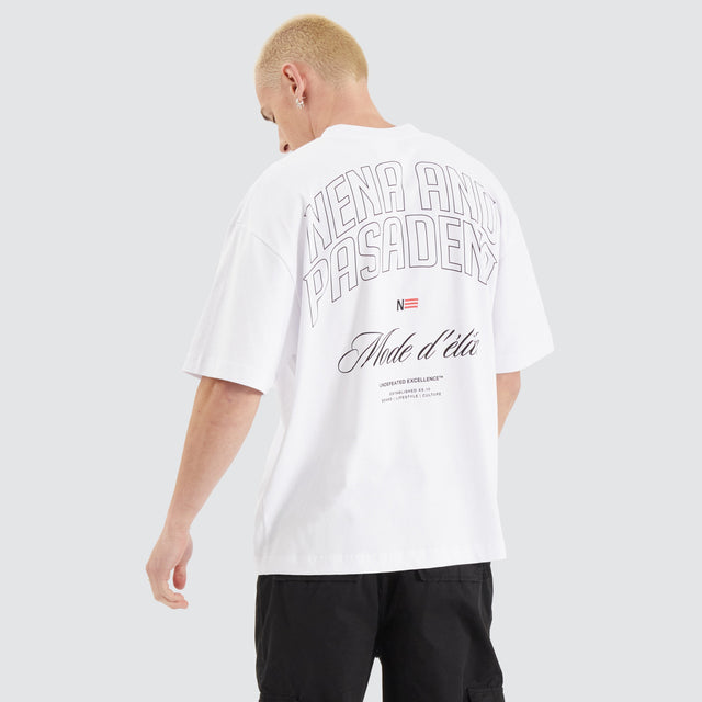 Model Wears Mode Heavy Street Tee Optical White T-Shirts in White - Image 1