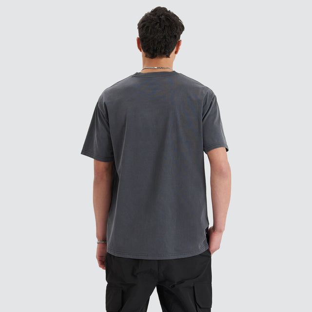 Model Wears Post-Industrial Heavy Box Fit Tee Pigment Asphalt T-Shirts in Grey - Image 2