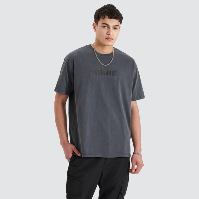 Post-Industrial Heavy Box Fit Tee Pigment Asphalt