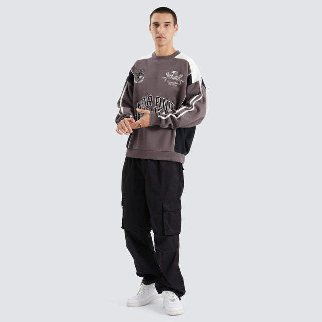 Practice Heavy Panelled Pullover Anthracite Black