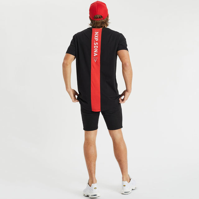 Model Wears Principle Cape Back T-Shirt Jet Black T-Shirts in Black - Image 3