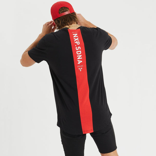 Model Wears Principle Cape Back T-Shirt Jet Black T-Shirts in Black - Image 1