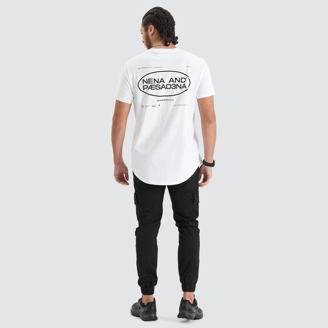 Model Wears Project Dual Curved Tee Optical White T-Shirts in White - Image 5
