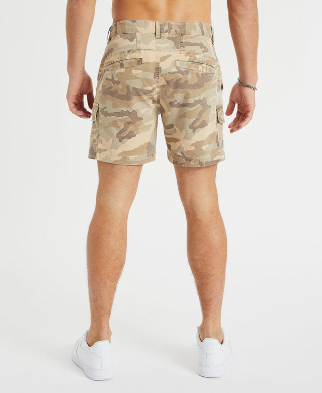 Model Wears Rampage Cargo Short Camo Shorts in Camo - Image 5