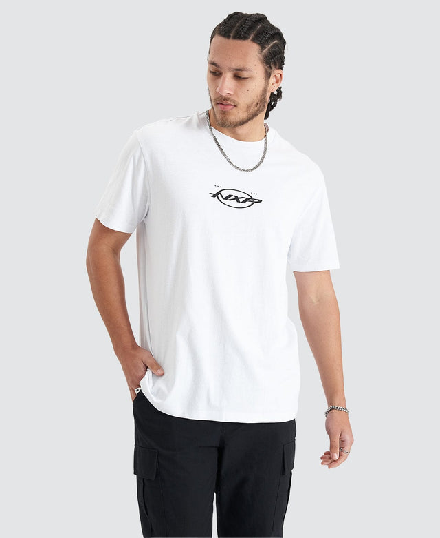 Model Wears Republic Tee Optical White T-Shirts in White - Image 1