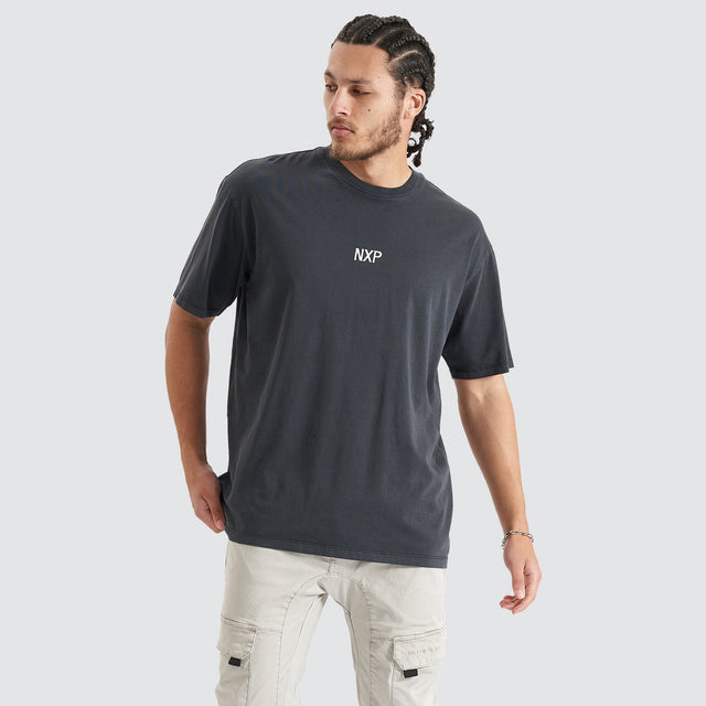 Model Wears Torque Heavy Box Fit Tee Pigment Black T-Shirts in Black - Image 2