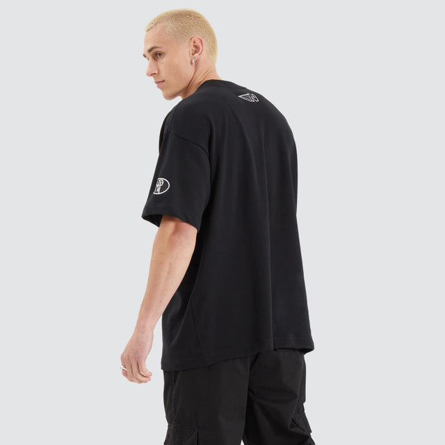 Model Wears Torque Loopback Raptor Tee Anthracite Black T-Shirts in Black - Image 2
