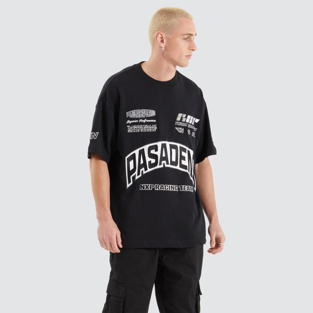Model Wears Torque Loopback Raptor Tee Anthracite Black T-Shirts in Black - Image 1
