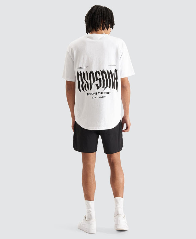 Model Wears Trigger Elastic Waist Shorts Jet Black Shorts in Black - Image 5