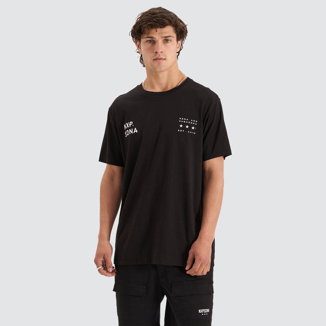 Triple Threat Cape Back Tee Jet Black