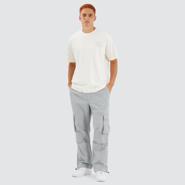 Model Wears Union Box Fit Tee Natural White T-Shirts in White - Image 4