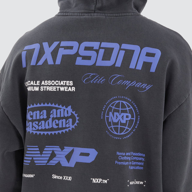 Model Wears Upscale Box Fit Hoodie Pigment Asphalt Hoodies in Grey - Image 5