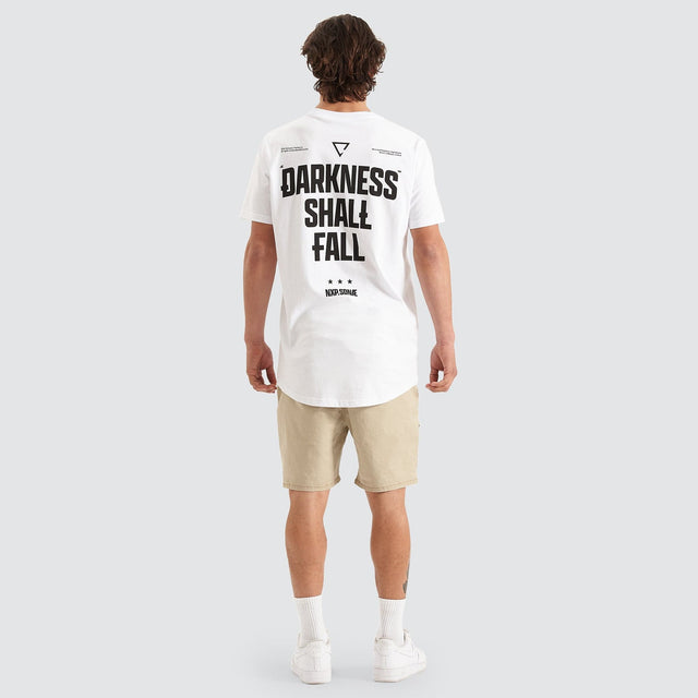 Model Wears Vulture Cape Back T-Shirt White T-Shirts in White - Image 5