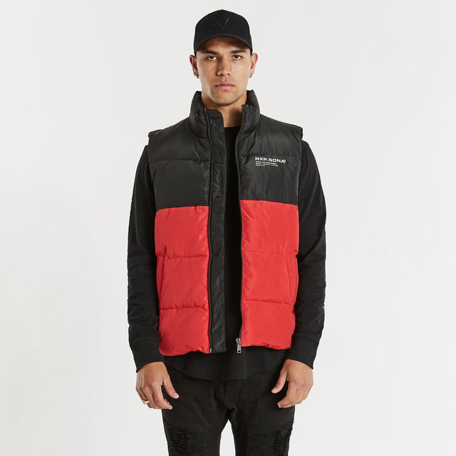 Frequency Puffer Vest Jet Black/Red