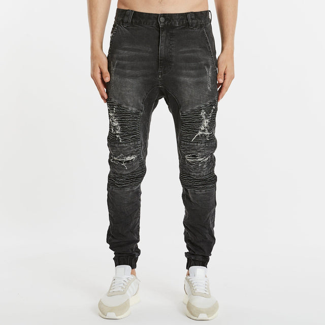 Model Wears Hellcat Pants Heavy Metal Black Pants in Black - Image 4