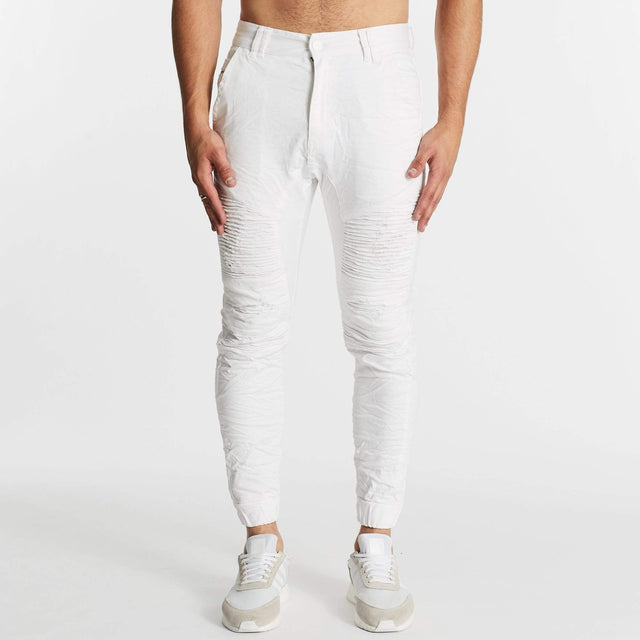 Model Wears Hellcat Pants White Pants in White - Image 4