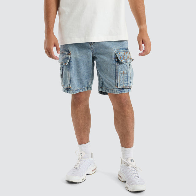 Colby Denim Cargo Short Herring Blue