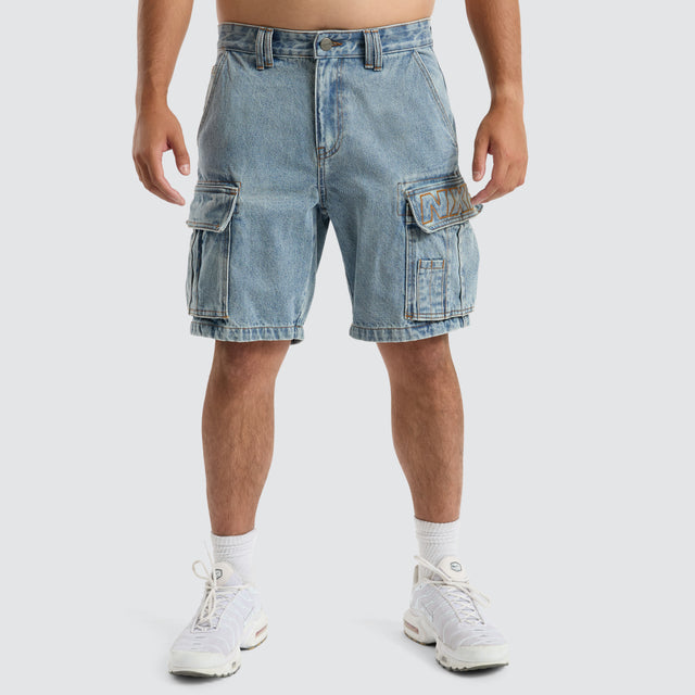 Colby Denim Cargo Short Herring Blue