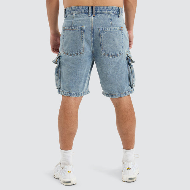 Colby Denim Cargo Short Herring Blue