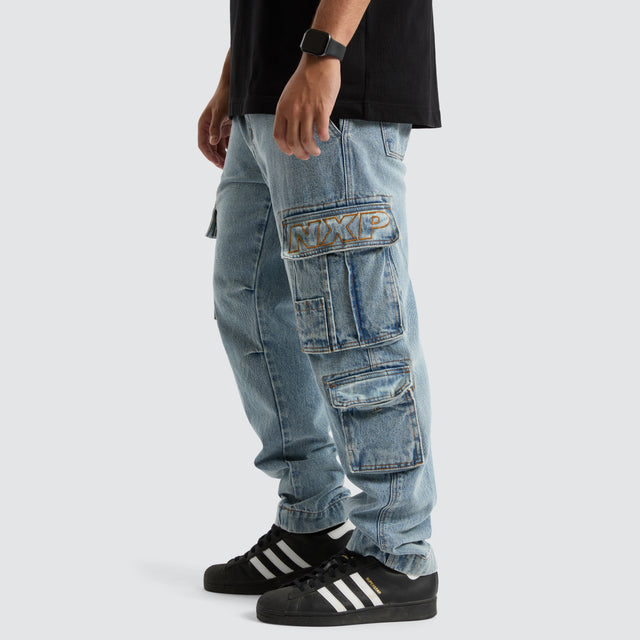 Colby Denim Cargo Pant Herring Blue