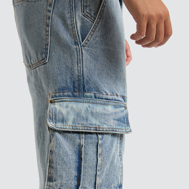 Colby Denim Cargo Pant Herring Blue