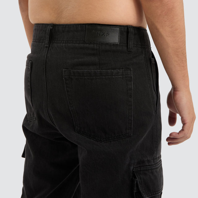 Colby Denim Cargo Pant Washed Black