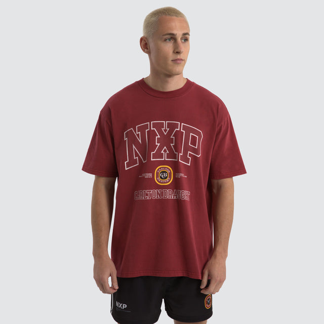 Agnus Relaxed Box Fit Tee Pigment Maroon