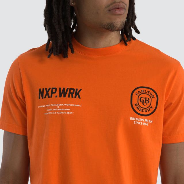 Carlton Draught Blueprint Work Tee Orange