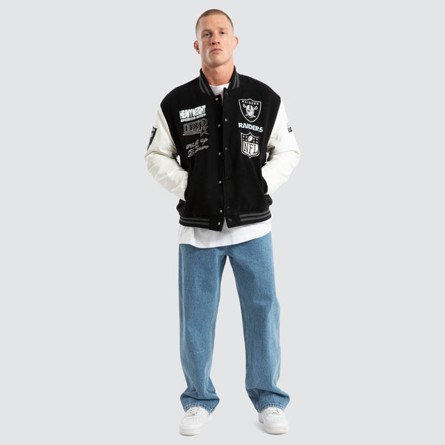 Las Vegas Raiders Huddle Varsity Jacket Black/White