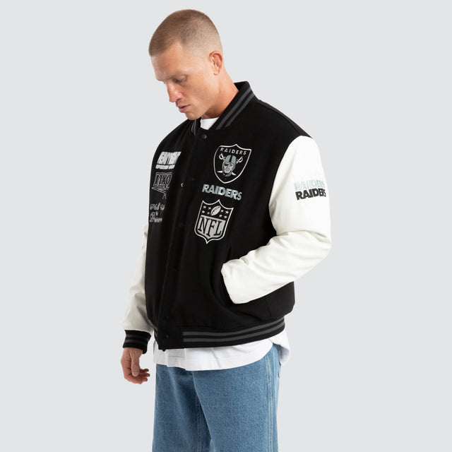 Las Vegas Raiders Huddle Varsity Jacket Black/White