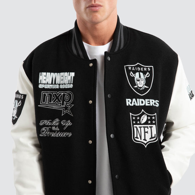 Las Vegas Raiders Huddle Varsity Jacket Black/White