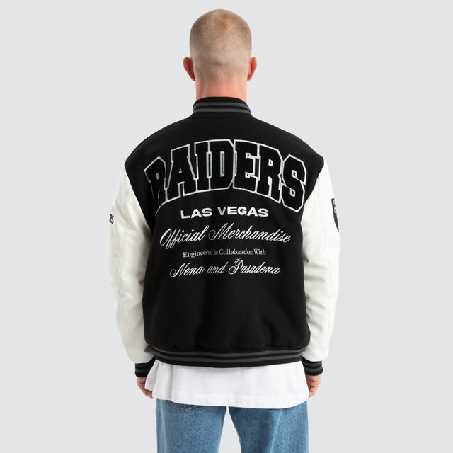 Las Vegas Raiders Huddle Varsity Jacket Black/White